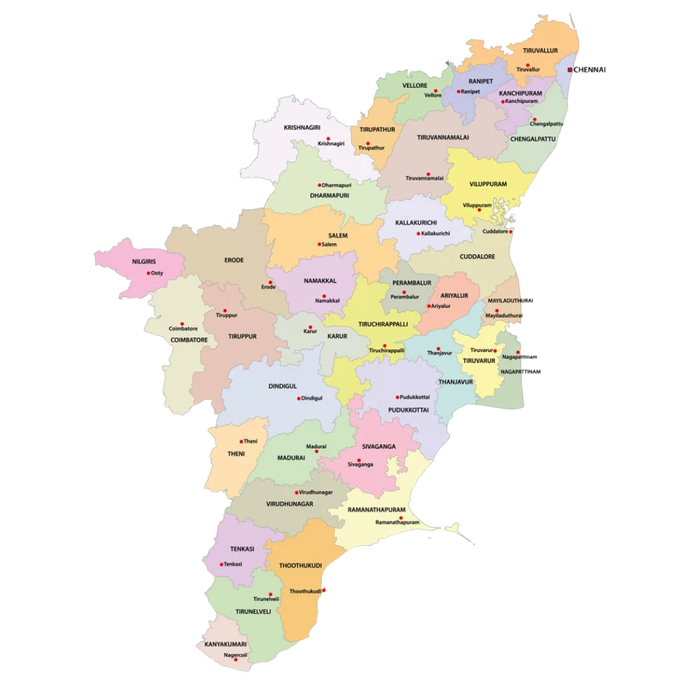 District map of Tamil Nadu