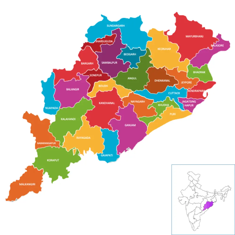 Map of Odisha