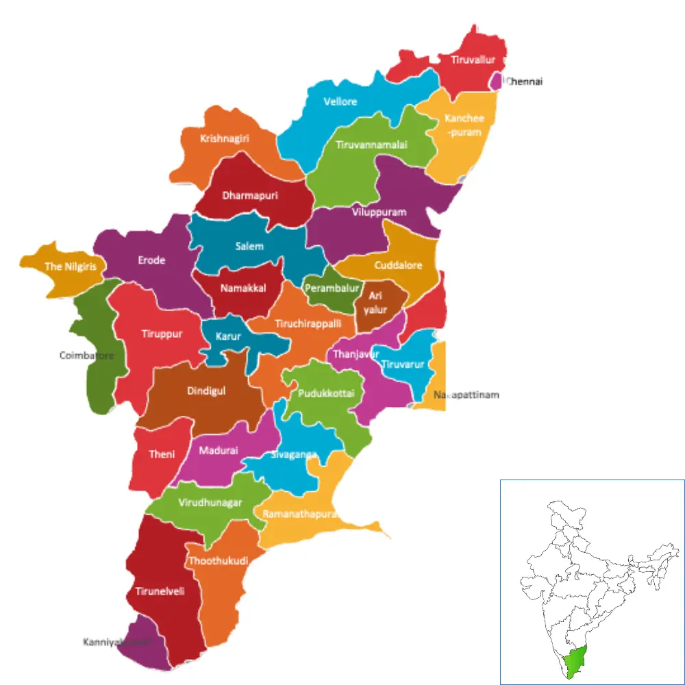 Map of Tamil Nadu