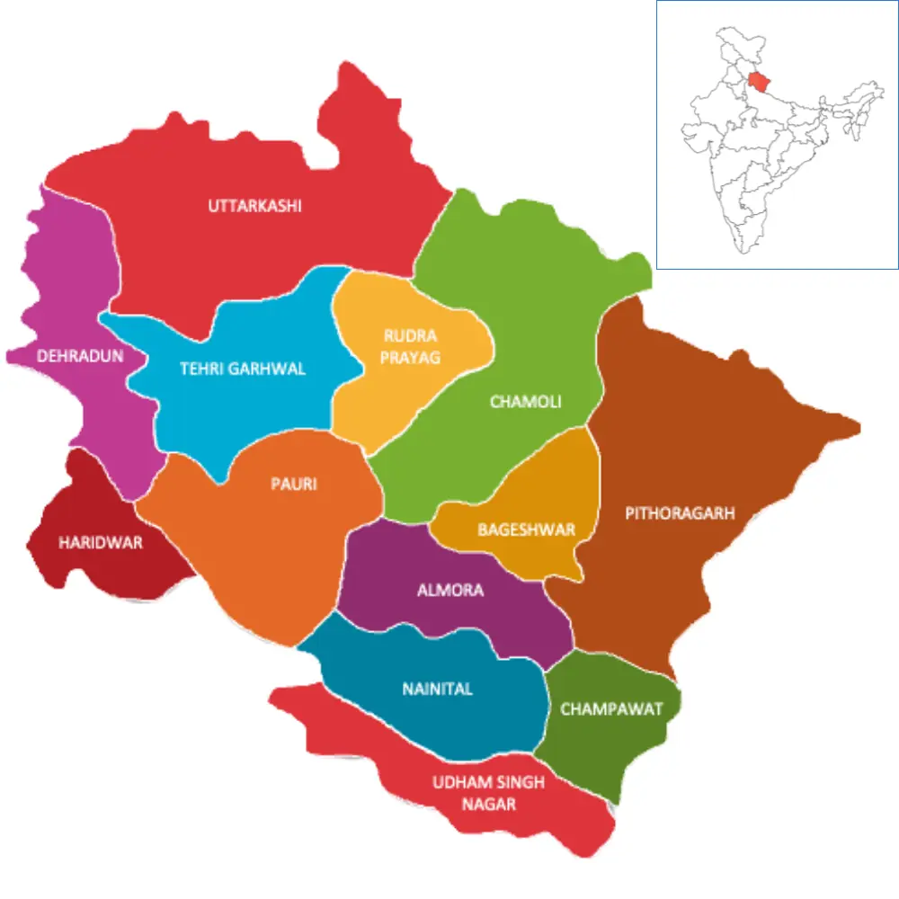 Map of Uttarakhand